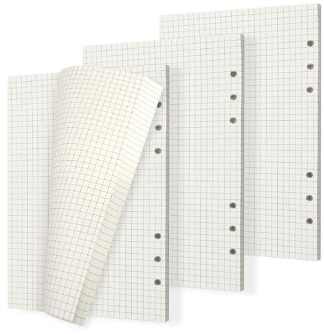 135 Blätter A5 Nachfüllpapier, Kariert Refill Ringbucheinlagen, A5 Papier Nachfüllbare, Nachfüllbar Notizpapier, 6 Löcher Nachfülleinlagen, für A5 Notizbuch Ringbücher