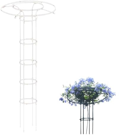Enrejado de obelisco de jardín blanco para plantas trepadoras, paraguas vertical a prueba de óxido, torre de jardín para plantas en maceta, flores, vegetales, vid, decoración interior y exterior, 120