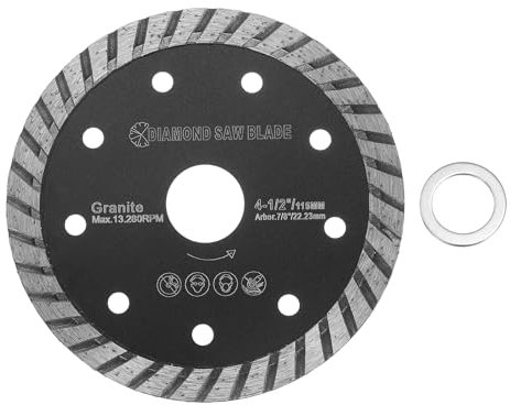 HARFINGTON Diamond Saw Blades 4.5 Dia 7/8 Arbor Circular Cutting Wheel Durable Circular Saw Blade for Masonry Tile Marble Ceramics Concrete Cement Brick, Black