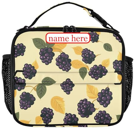 tplaotee Seal Blackberries - Lonchera personalizada amarilla tropical, resistente al agua, para hombres, mantiene la comida caliente, enfriador de almuerzo para la escuela, universidad, vieiras,