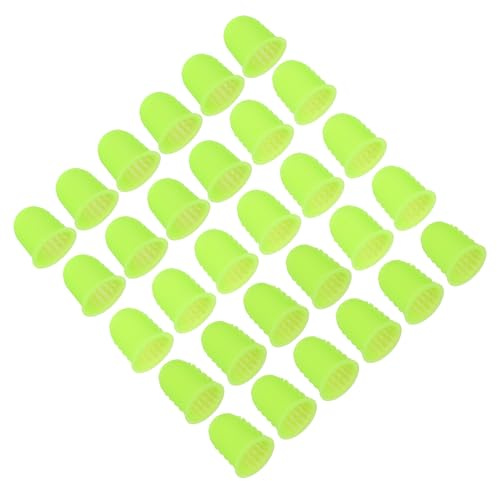 PATIKIL Gummifingerspitzen, 30er-Pack Silikon-Daumen-Fingerschutz-Fingerspitzenabdeckungen Schutzpolster Fingerhüte für Büro, Zählen, Nähen, Grasgrün L/M/S Größe