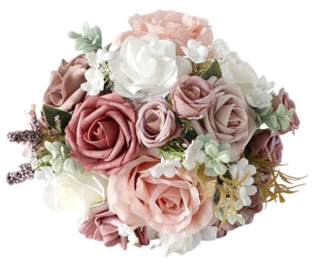 rockible Hochzeit Braut Bouquet Wurf Bouquet Braut Handblume künstliche Rosenblumen für Zuhause, Altrosa