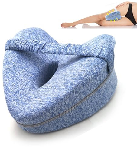 Knee Pillow, Smooth Spine Alignment Pillow for Hip Pain Relief, Knee Hip Support for Side Sleeping, Leg Pain, Knees Pain, Joints Pain & Pregnancy Bed Leg Cushion for Side Sleepers (Blue)