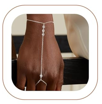 VIROMY Bracciali in Oro/Argento per le Donne 14K Oro/Argento Placcato Anello Catena Cubic Zirconia Perline Bracciale Trendy Semplice Moda Corpo Gioielli