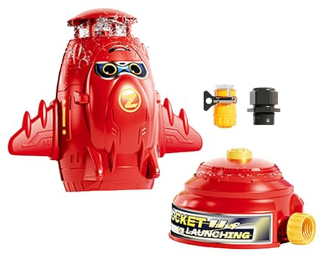 Rocket Sprinkler Toys, 360 Degree Rotating Water Sprayer Outdoor Game, Funs Yard Sprinklers, Cute Rockets Shape Water Toy for Summer Backyard Fun Boys Girls, Kids Aged 4 to 8
