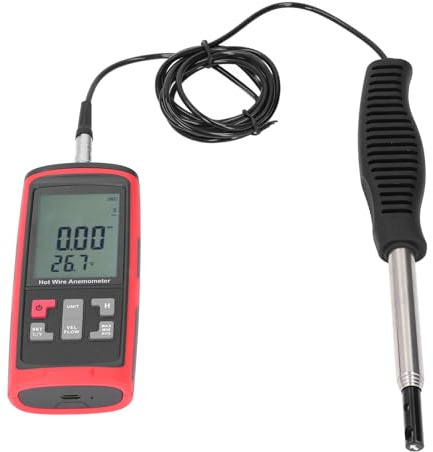 Plyisty Anémomètre Numérique Portatif, Compteur de Vitesse du Vent, avec Mesure de la Température et de l'humidité, Capteur de Vitesse du Vent Extensible Amovible, pour L'extérieur et