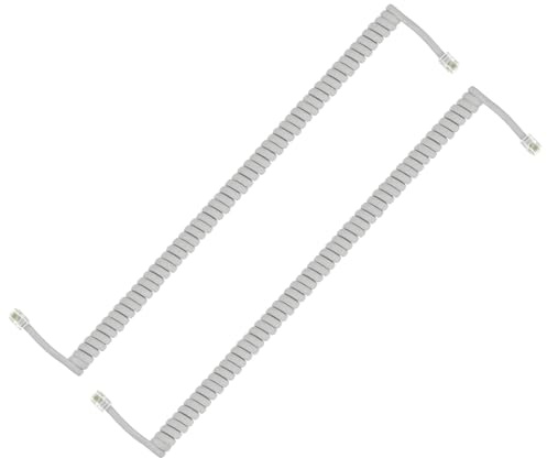 PATIKIL 2 Cavi Telefonici Per Apparecchio, 2 Metri (Avvolti 0,4 Metri) RJ9/RJ10 4P4C Cavo Universale Per Telefono Fisso, Accessorio Per Cornetta, Grigio Chiaro