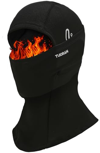 TUIORAN Sturmhaube Winter Balaclava, Winddichte Warme Gesichtshaube mit Brillenlöchern, Thermo Skimaske für Outdoor-Aktivitäten Skifahren Radfahren Snowboarden Herren/Damen, Schwarz