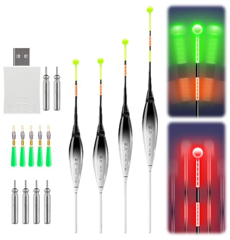 Ferakum LED Posen Angeln Schwimmer Bissanzeiger Mit Long-Lasting LED Light Für Fluss See Teich Angelnacht Angelzubehör Leuchtposen Wasserdichtes Design