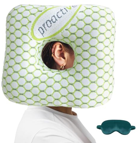 LuxoCare Ear Piercing Pillow for Side Sleepers - Ear Pillows Donut with Hole for CNH & Ear Pain Relief,Inflammation,Pressure Sores,Ear Guard,Washable Earring Pillow