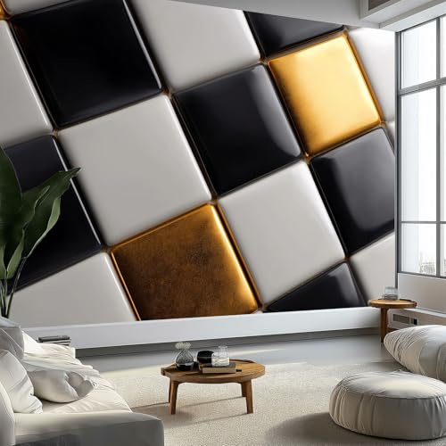 Murales de pared geométrico metal azulejo arte de pared minimalismo papel tapiz fotográfico para sala de estar dormitorios - papel premium 200 x 140 cm (W x H) tapiz fotográfico efecto 3d