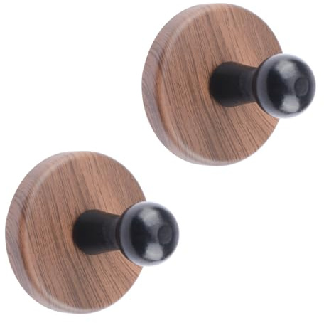INCREWAY 2 ganchos con ventosa, ganchos decorativos sin taladro, ganchos de madera de nogal natural para sombreros, toallas, ropa, llaves, adorno