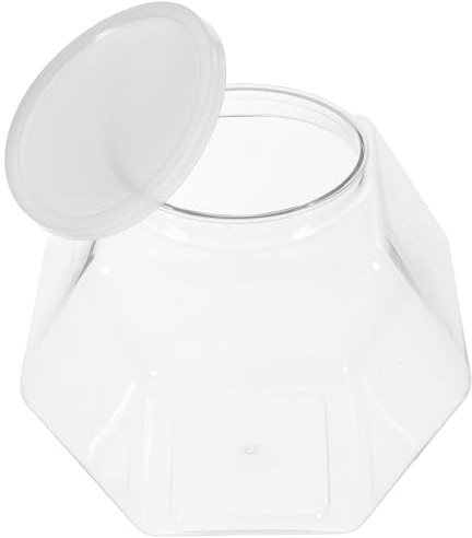 BESPORTBLE Barattolo Esagonale per Biscotti e Caramelle in Plastica Trasparente Coperchio Ermetico da 3800Ml Contenitore per Snack e Tè per la Casa Porta Dolciumi e Alimenti Secchi