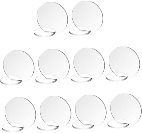 ARTSEWPLY Lot de 10 Marque-Places Transparents en Acrylique Rond Base Carrée Cartes Vierges pour Mariage Fête ou Anniversaire Réutilisables et Personnalisables pour Table Élégante