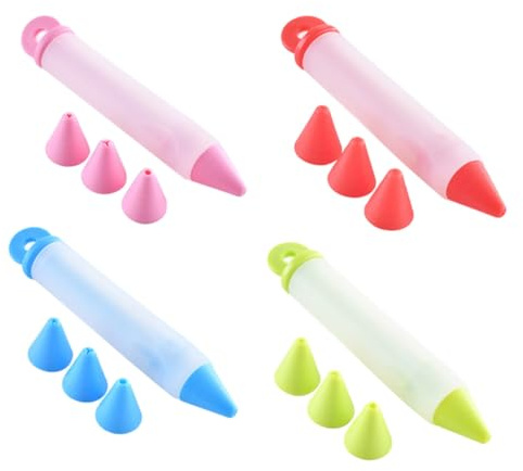 JOINPAYA Bolígrafo Multifunción de Silicona para Decorar Pasteles 16 Piezas Colores Surtidos, Juego de Pluma de Manga Pastelera para Chocolate, Glaseado y Color Aleatorio Estilo Aleatorio