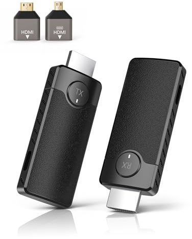 AIMIBO Wireless HDMI Transmitter and Receiver, 2.4G/5.8GHz Dual Band, 1080P HD Output HDMI Wireless Sender Receiver 328FT/100M, Casting Audio Video from Laptop/Camera/PC to TV/Monitor/Projector