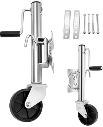 Deinungen Rueda de apoyo 540 kg para remolques y remolques de barcos, acero galvanizado de 6 pulgadas, altura 55 – 84,4 cm, gato hidráulico ajustable