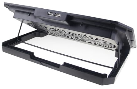 Nucelit Ergonomisk laptop-kylare med 2 fläktar med avtagbart telefonstativ, justerbar höjd och lätt kyldyna för bärbar dator