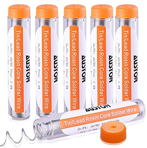 AUSTOR 6 Pack 60-40 Rosin Core Solder, Solder Wire Tin Lead Electrical Soldering Tools Diameter 0.8mm, 20g