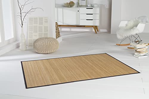 DE-COmmerce Tapis en Bambou HIGHQ – Tapis Couloir en Bambou avec Bordure, antidérapant, 140 x 200 cm