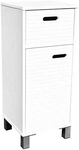 My-goodbuy24 Badezimmerschrank schmal 32x30x78 cm Badschrank weiß mit Tür und Schublade Badkommode freistehend Kleiner Schrank für Badezimmer WC Waschraum Unterschrank modern platzsparend