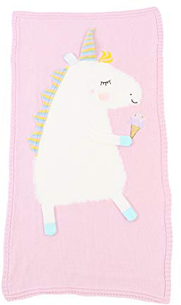 Odot Manta de Punto para Bebé Recién Nacido Unicornio, Suave Cálida Punto de Crochet Cobija Toalla de Cama Niños Swaddle para Bebé Cuna, Cochecito, Silla de Paseo (60 * 120cm,Rosa nórdico)