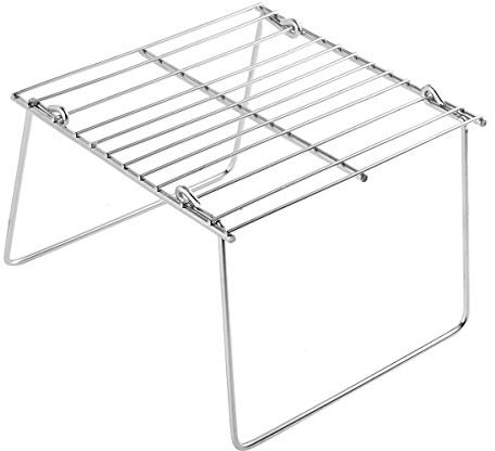 Angoily Camping Herde Edelstahl Grillen Rack Tragbaren Holzkohle Grill Mini Edelstahl Klapp Grill Korb für Grillen Im Freien Picknick Terrasse Hinterhof Camping 16Cm* 16Cm* 12Cm