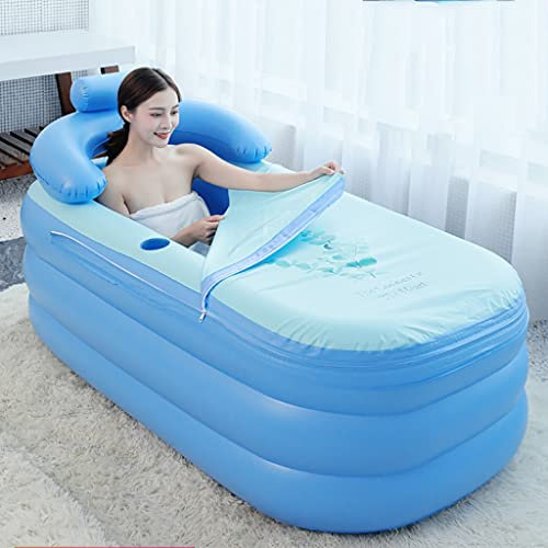 DWW Bañera Ducha Inflable Independiente con Bomba De Aire Eléctrica Y Cubierta Extraíble, Plegable Niños Explotar Piscina Adulto Aislamiento De Bañera SPA con Reposacabezas Y Titular