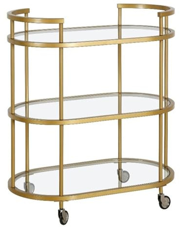 Henn&Hart 30 Wide Oval Bar Cart in Brass, Bar Carts for the Home