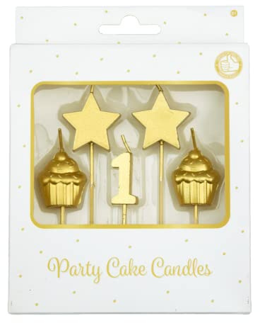 PD-Party - Geburtstagskerzen für Kuchen & Torten - Geburtstagsdeko - Goldene Kuchenkerzen für Geburtstagsfeiern von Kindern & Erwachsenen - Zahlenkerzen - Nummer Kerze - Größe 3 x 9 x 1 cm - 1 Jahr