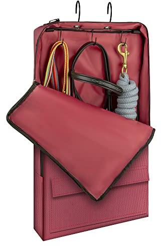 Y.J TAILS Zaumzeug Tasche für Pferde, mit 3 Zinken, für Halfter, Zaumzeug, Geschirr, Reitzügel, Bits und Halfter, Weinrot