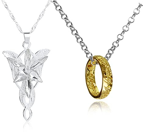 YouU 2 pcs Cosplay Elf Costume Jewelry Fashion Ring Pendant Arvven Evening Star Necklace for Women