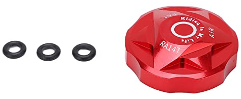 Fahrrad Federgabel Ventildeckel, Luftdruck Gas Ventilkappen aus Aluminiumlegierung mit 3 Dichtringen, Schrader Ventil f¨¹r Mountainbike und Rennrad(rot)