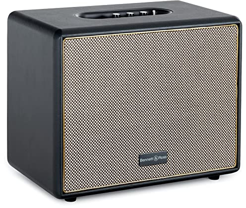 Bennett & Ross BB-880BK Blackmore Giant altoparlante bluetooth retrò in pelle - Altoparlante vintage da 2x 40 W - Speaker ingresso USB & lettore MP3 - Funzione stereo true wireless ingresso Aux - Nero