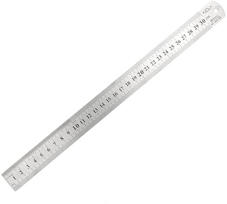 Saraoriginalshop Lineal aus Edelstahl, 30 cm, Präzisionslineal mit doppelter Skala, Millimeter- und Zoll-Skala, Technisches Design, Größe für Schule, Zuhause, Büro, Baustelle