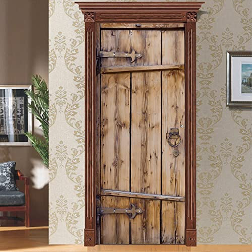 Türtapete Selbstklebend 3D 77X200 Holzoptik Türtapete Selbstklebend Türposter,Fototapete Selbstklebend 3D Pvc Türaufkleber Diy Türbild,Türfolie Poster Tapete