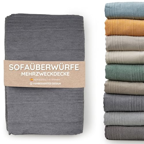 Jarapa Home Tagesdecke Baumwolle Wohndecke – Sofadecke Sofaüberwurf Bettüberwurf Überwurfdecke für Sofa & Bett – Mehrzweckdecke Couch Überwurf Plaid – Dünne gesteppte Decke