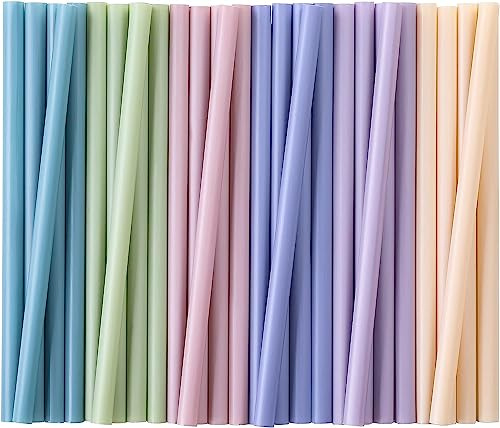 100 Pcs Jumbo Smoothie Straws, Disposable Wide Plastic Drinking Straws, Colorful Plastic Straws for Milkshakes, Smoothies, Boba, Bubble Tea, Ice Coffee - 8.5L, 0.4 D