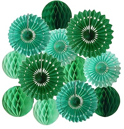 Wabenbälle, 15,2 cm, 20,3 cm, Seidenpapier-Fächer, Party-Wabenbälle, Wand-Pompons, Blumenbälle, hängende Papierfächer für Party, Babyparty, Geburtstag, Hochzeit, Kinderzimmer, Wanddekoration (grünes
