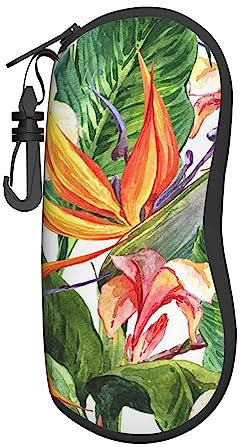 FRESQA Tranquil Underwater Scenery Unisex Portable Travel Zipper Lightweight And Spacious Eyeglasses Case,For Most Eyeglass Sizes, Mehrfarbiges Blumenmuster, One size