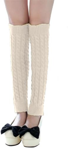 ORANDESIGNE Warme Stulpen Damen Gestrickte leg warmers y2k lange Beinwärmer für Cosplay Halloween Party und Yoga japanische sommer dünne beinstulpen Gothic socken damen A Weiß Einheitsgröße