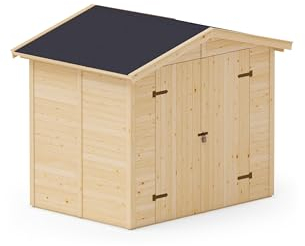 Upyard Casetta da giardino in legno, 240 x 170 cm, con pavimento, casetta per attrezzi con superficie di 4,20 m², costruzione con scanalatura e molla, legno naturale