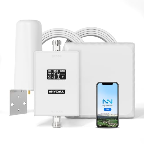 ANYCALL Amplificador Señal Movil para Banda 3/20, Amplificador de Cobertura Movil para Casa Oficina Sótano, Boost 4G LTE 3G gsm 2G para Movistar Orange Más Yoigo, Aumentar Cobertura Movil