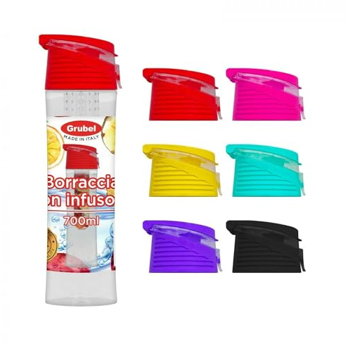 BORRACCIA CON INFUSORE PER FRUTTA ANCHE DI GRANDE DIMENSIONE VARI COLORI CAPIENZA 700 ML