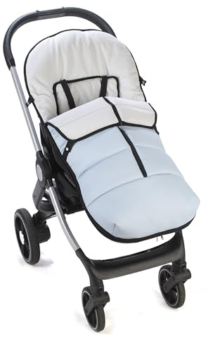 Saco de silla paseo Universal, Saco carro bebé color liso exterior polipiel y interior tela algodon, relleno alcorchado de fibla hueca (Azul)