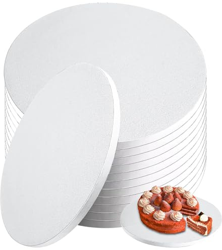 12 Pack White Cake Boards, 12 inch Round Cake Board Bulk, 12 mm Thick Cake Drum Board for Weddings Celebration Cakes, Birthday Treats, Sponges Cakes, Fruit Cakes, Cupcakes