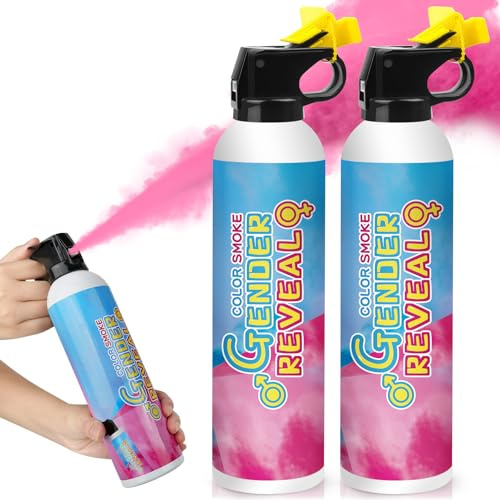 RISEMART Pulver-Feuerlöscher Gender Reveal Konfetti Kanone Poppers, Gender Reveal Rauchbombe 100% biologisch abbaubar für Gender Reveal Dekorationen (2 Stück, Rosa)