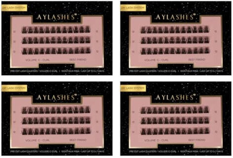 AYLASHES - DIY Wimpernextensions Pre Cut Box BEST FRIEND Wimpernbänder | bis zu 7 Tage Halt | Wimpern DIY Set für zu Hause | künstliche Wimpern | lash extension set (Short, 8mm-10mm-12mm-14mm)