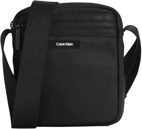 Calvin Klein Herren Umhängetasche Essential Reporter mit Reißverschluss, Schwarz (Ck Black), Einheitsgröße