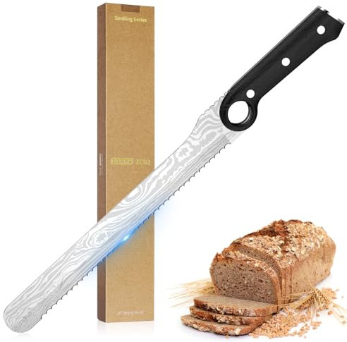 ZLemma Brotmesser mit Wellenschliff Profi 25 cm aus hochwertigem rostfreiem Edelstahl, extra scharfe Messerklinge mit ergonomischem Griff